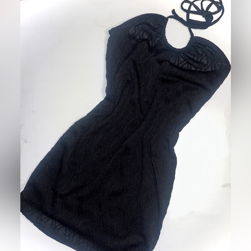 short black lace/knitted dress
